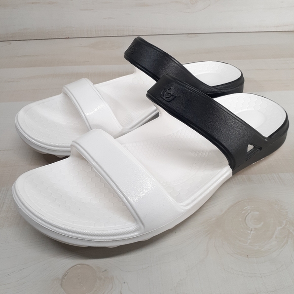 Spenco Shoes - Spenco Fusion Black & White Slide Sandals Womens Size 10 Wide